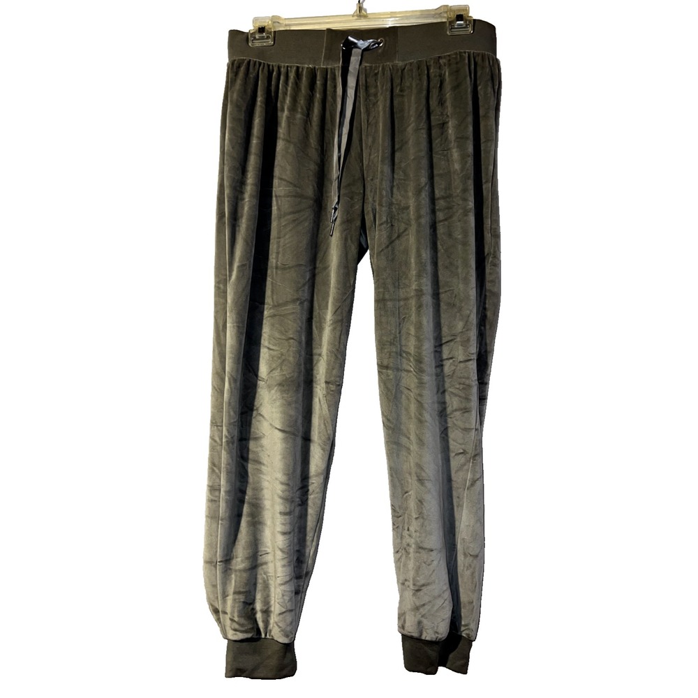 Esmara Womens Gray Velour Joggers Size L 12/14 Velvet Lounge Pants Drawstring